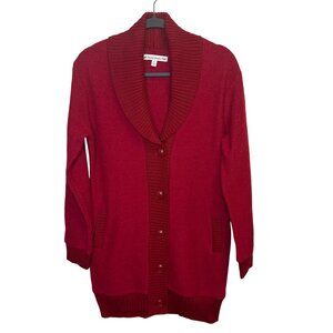 Vintage David Brooks Cardigan Sweater Women's 100% Wool Button Up Red Size Small